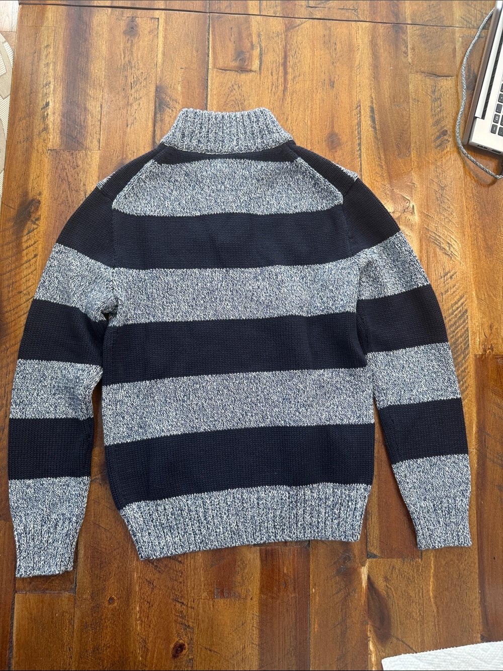 Polo by Ralph Lauren Boys Navy and Gray Striped Knit Sweater NWT Size 8 Small - Picture 5 of 6